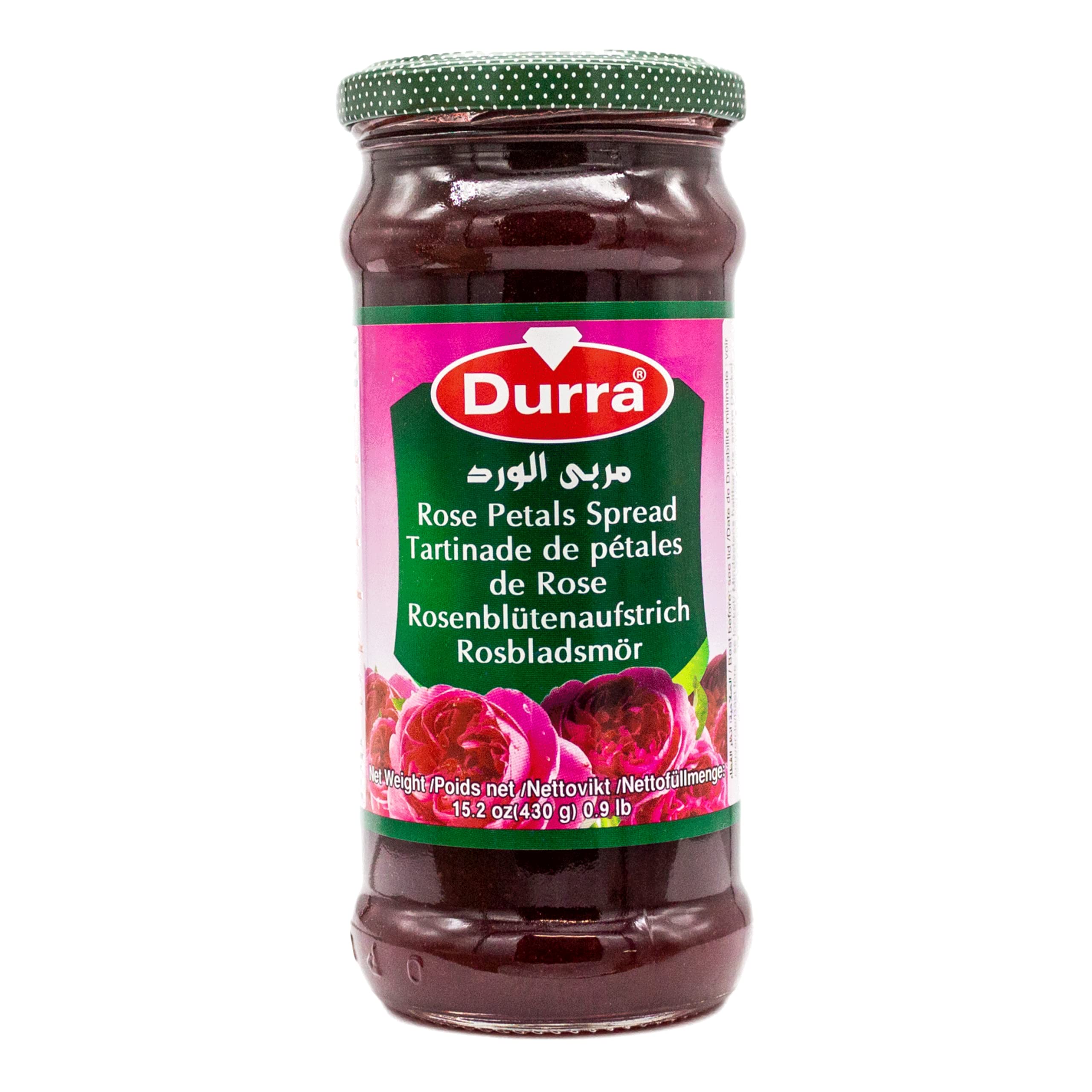 Durra - Rosenkonfitüre, Brotaufstrich mit Rosenblüten - Fruchtaufstrich in 430g Glas (8 x 430g)
