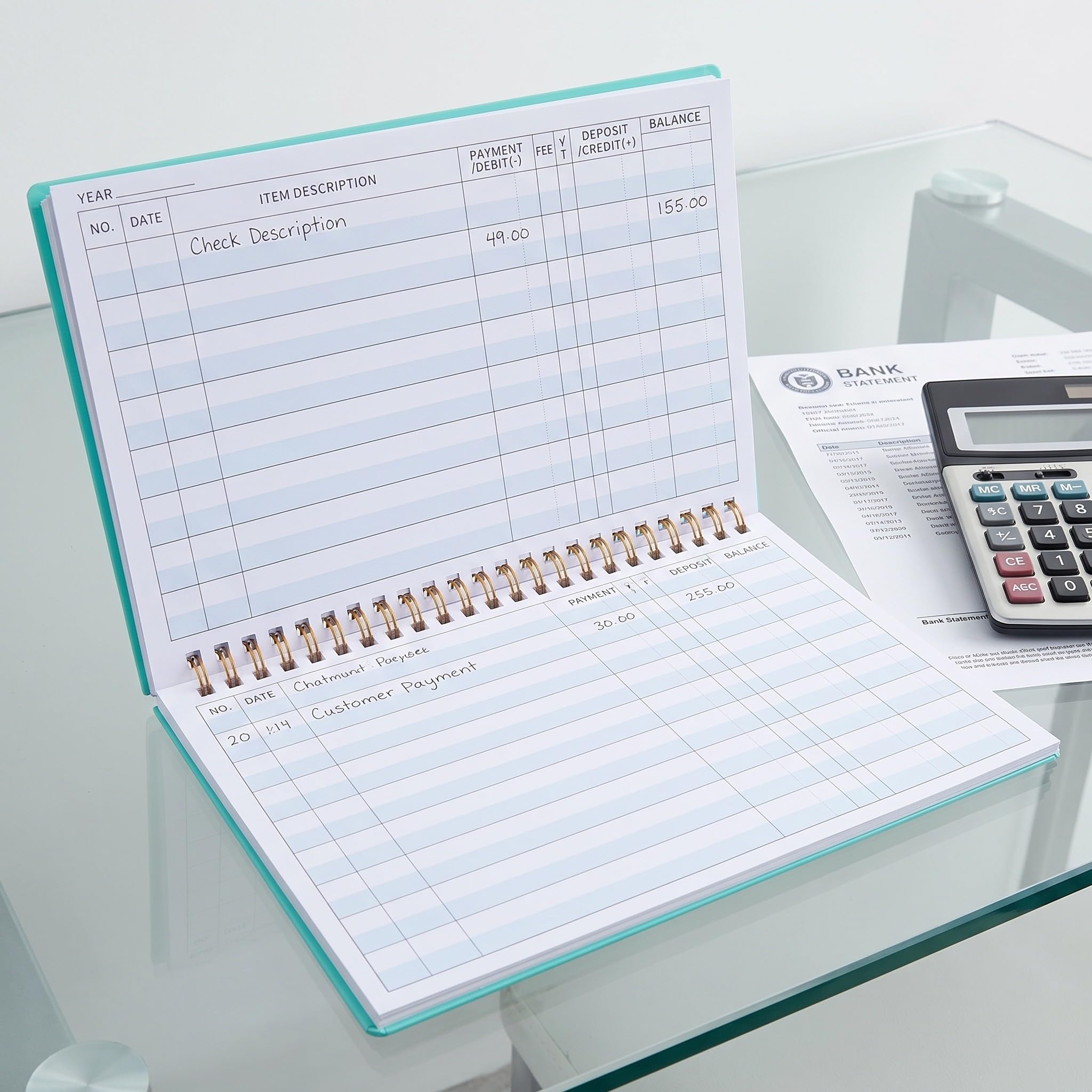 Artibetter Lot de 2 carnets de chèques : Carnet de suivi des finances personnelles avec livres de comptes pour particuliers, format 21 x 15 cm. Registre de comptes courants pour petites entreprises.