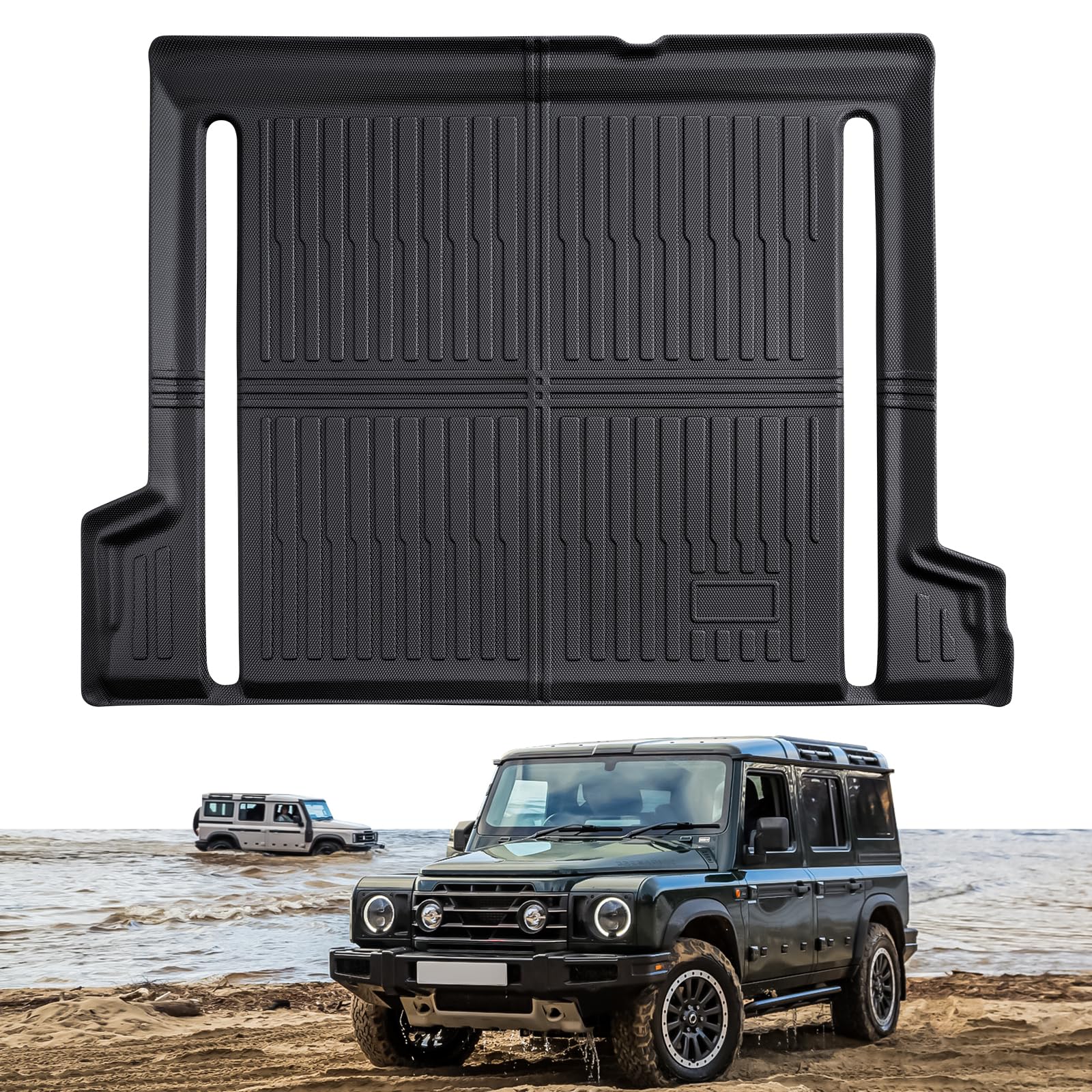 For Ineos Grenadier Cargo Liner 2024 2025, All Weather TPE Rear Trunk Mat (Not for Quartermaster), Heavy-Duty SUV Cargo Mat for Grenadier Accessories, Costom Fit Floor Mat for Ineos Grenadier Interior