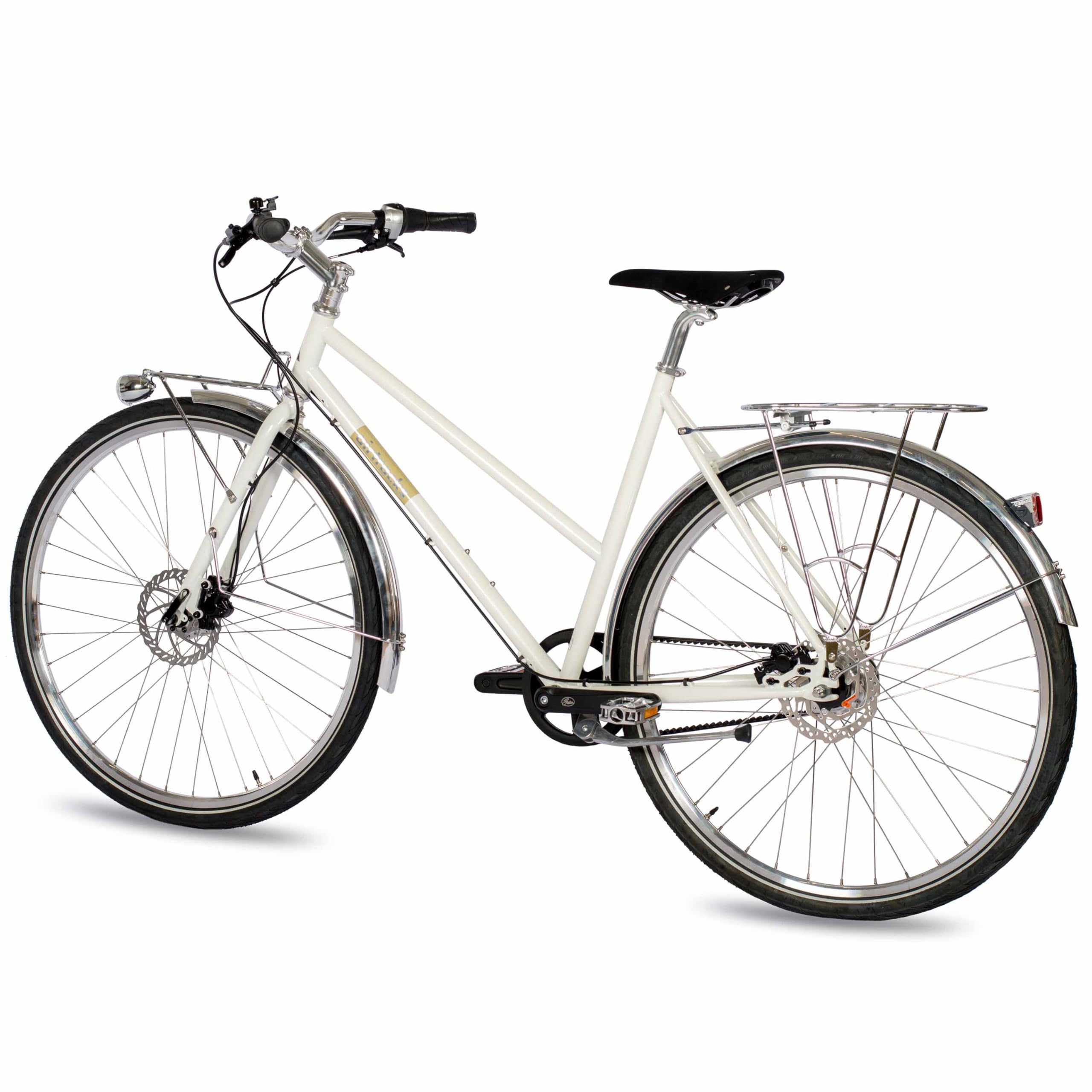 Airtracks 28 Zoll Damen Urban Bike City Fahrrad Street CrMo Gates Carbon Drive Belt Shimano 7 x Gang Nexus Weiß - Rahmenhöhen 50cm, 53cm - Modelljahr 2026