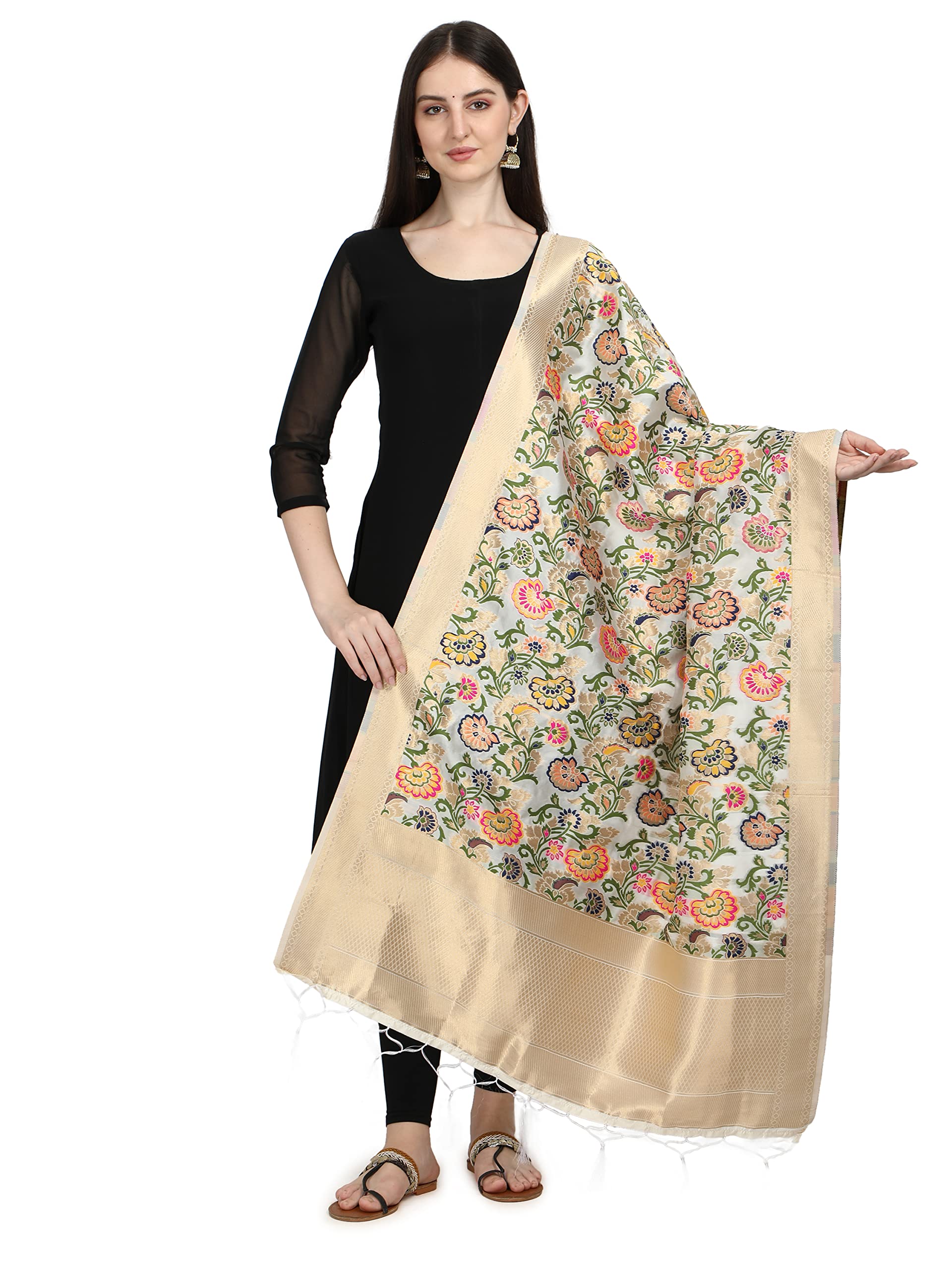 devangi Women's Printed Banarasi Silk Dupatta Width 1 Meter, Length 2.5 Meter-picture-10