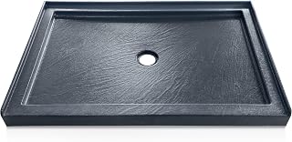 CKB 48" L x 36" W Shower Base, Single Threshold, Center Drain with Slip Resistant Textured Surface, Gray Fiberglass Shower pan