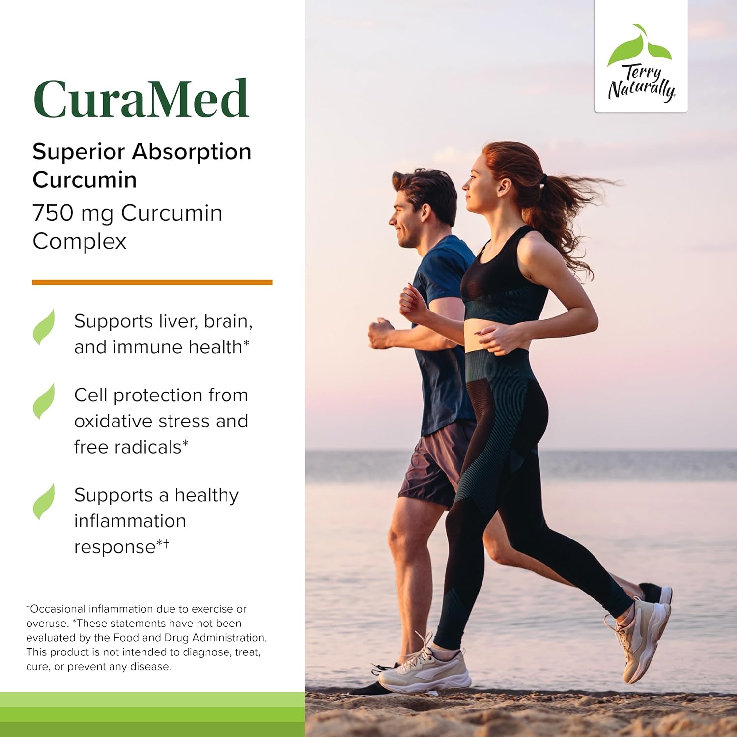 Terry Naturally CuraMed 750 mg - Antioxidant Supplement for Brain & Heart Health - Supplement with High-Potency Curcumin Complex - Kidney, Liver & Immune Health Support - 120 Softgels (Pack of 2)