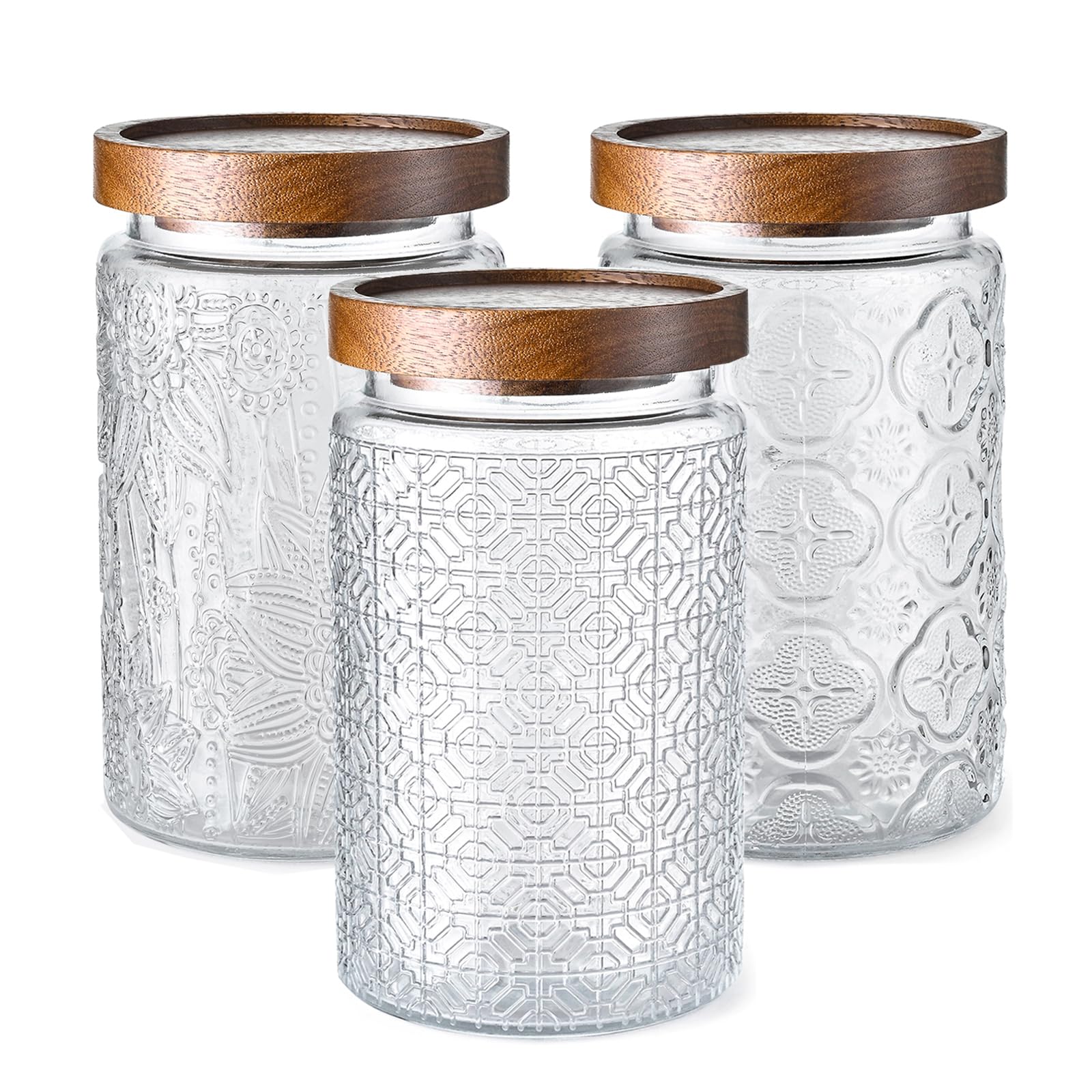 Photo 1 of Adodeen 3-Pack 32oz Glass Jar With Airtight Lid,Kitchen Canisters For Countertop,Coffee Sugar Container Set,Pantry Glass Storage Containers For Flour,Candy,Loose Tea,Snack jar