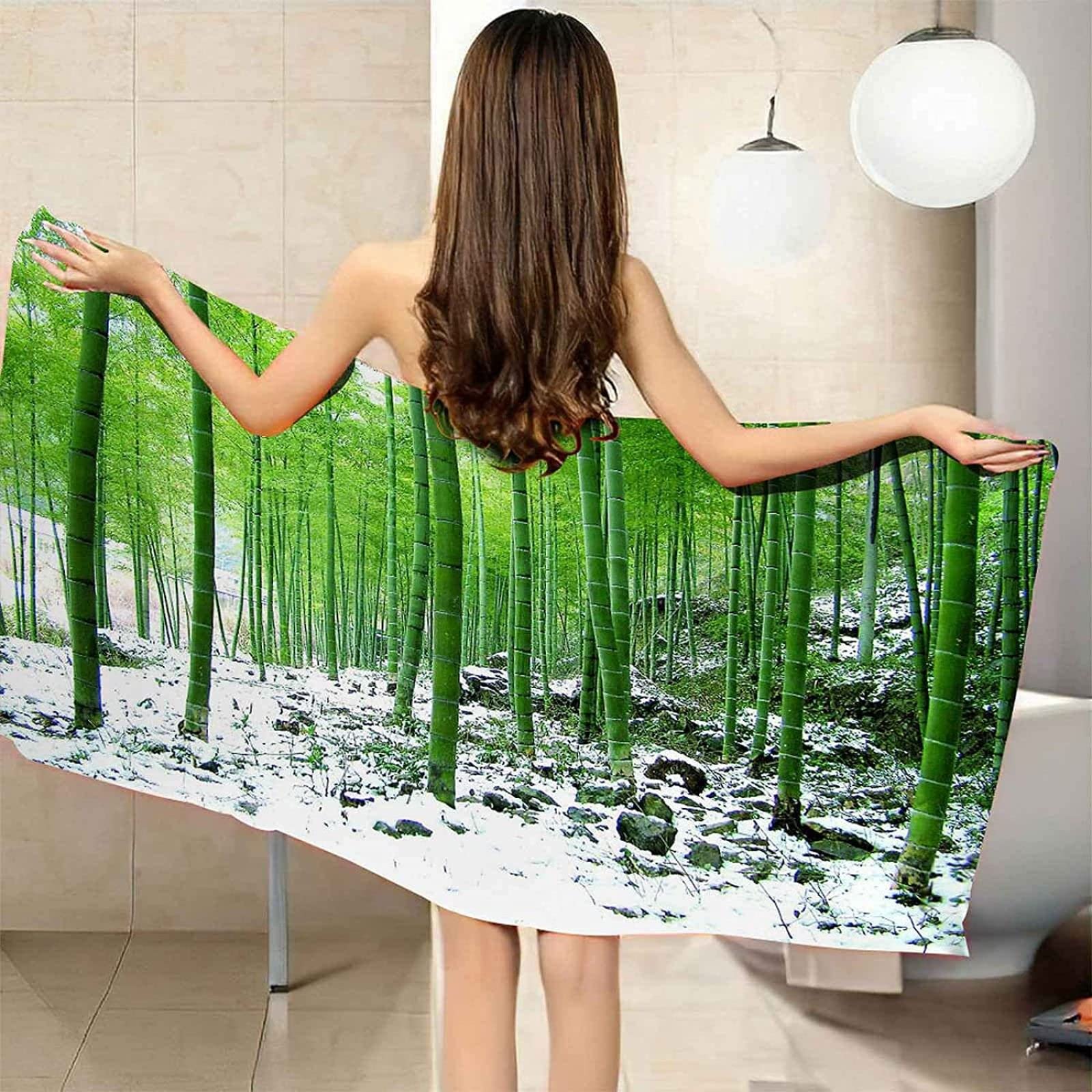 Strandtuch Bambus, Mikrofaser Strandtuch Grüne Pflanzen Handtuch Extra Groß 200x200 cm Badetuch Strandhandtuch Schnell Trocknendes Sandfreies Weiches Saunatuch, reisehandtuch, Badehandtuch