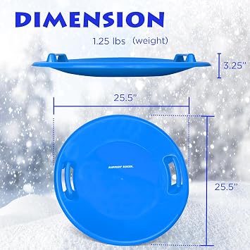 Slippery Racer Heavy-Duty Cold Resistant Downhill Pro Plastic Outdoor Winter Saucer Disc Snow Sled with Handles.