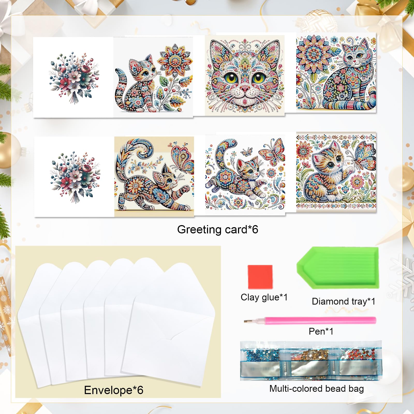 Amazon.co.jp: JISHSHAY ダイヤモンドアート グリーティングカード 6