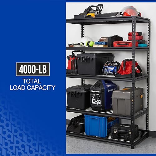 Miniatura 6 de Strongway Estantería de alambre resistente - 5 estantes capacidad de 4000 libras 48 pulgadas de largo x 24 pulgadas de profundidad x 72 pulgadas de