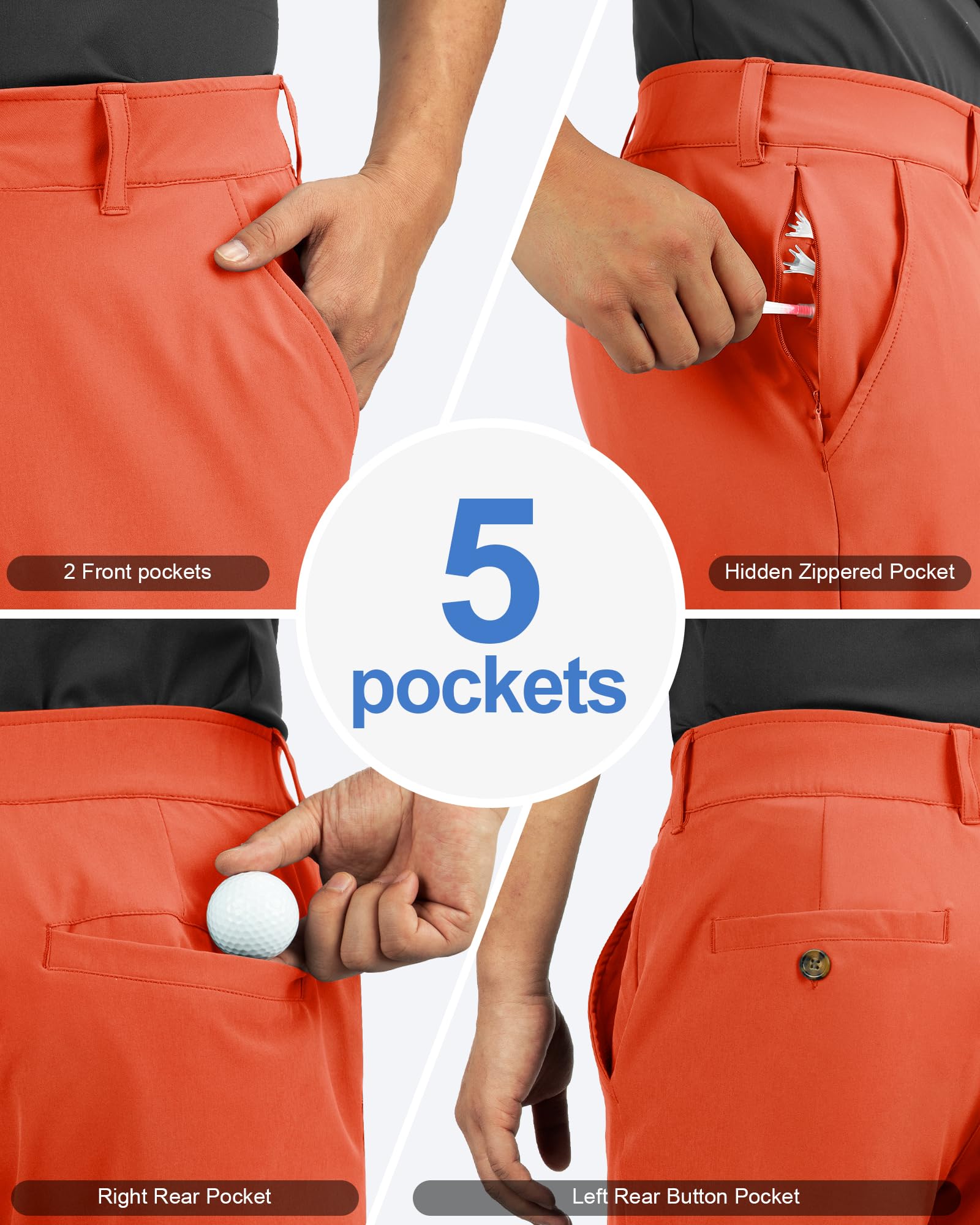 Outdoor Ventures Pantaloncini da golf da uomo, UPF 50+, elasticizzati, Dry Fit, da 11", ad asciugatura rapida, con tasche per il golf