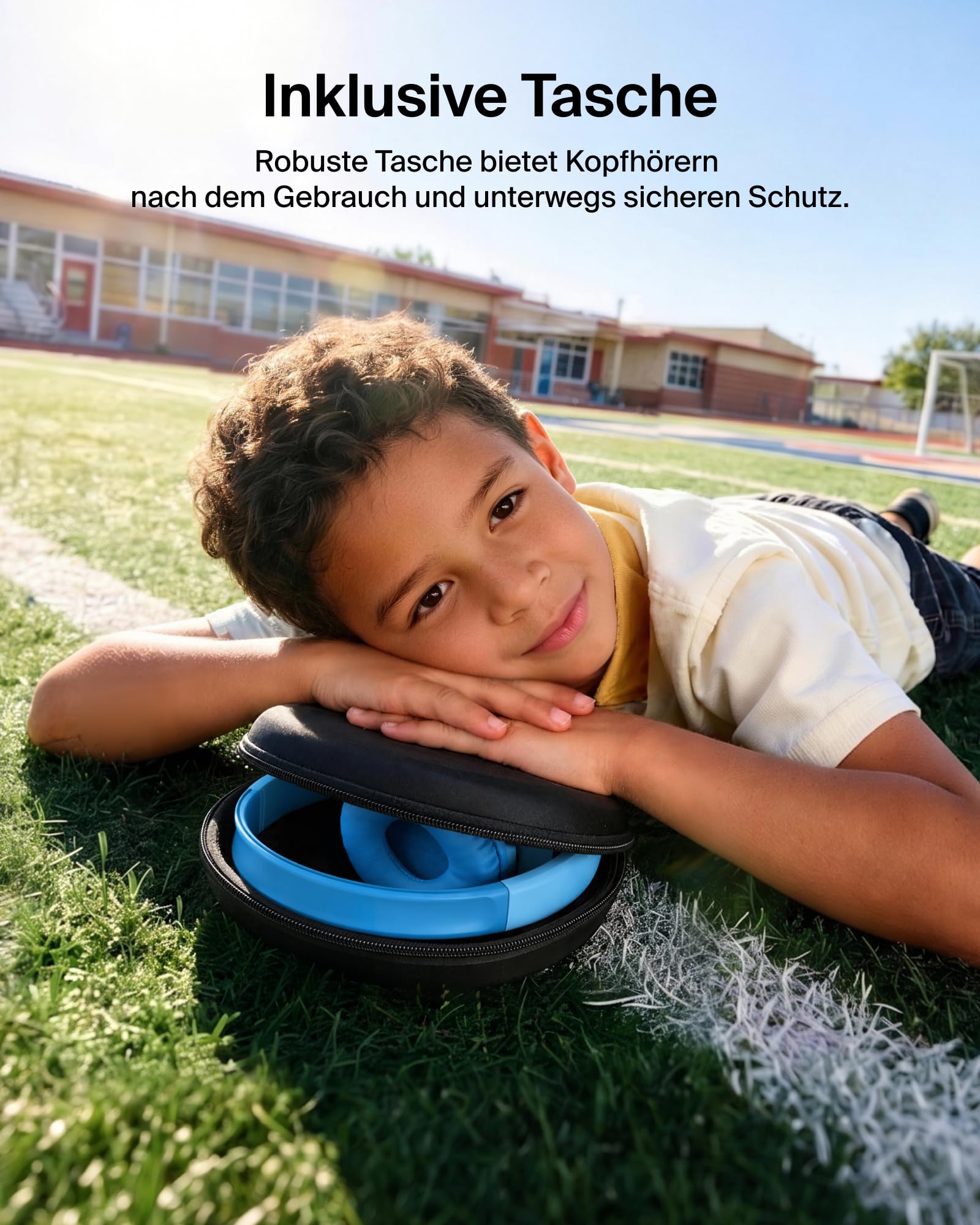 Belkin SoundForm Mini 2 kabelloser On-Ear-Bluetooth-Kopfhörer für Kinder, 55 h Laufzeit, Lautstärkebegrenzung auf 85 dB, mit Mikrofon, Kinder-Kopfhörer mit Schutzhülle für iPhone/iPad/Tablet - Blau