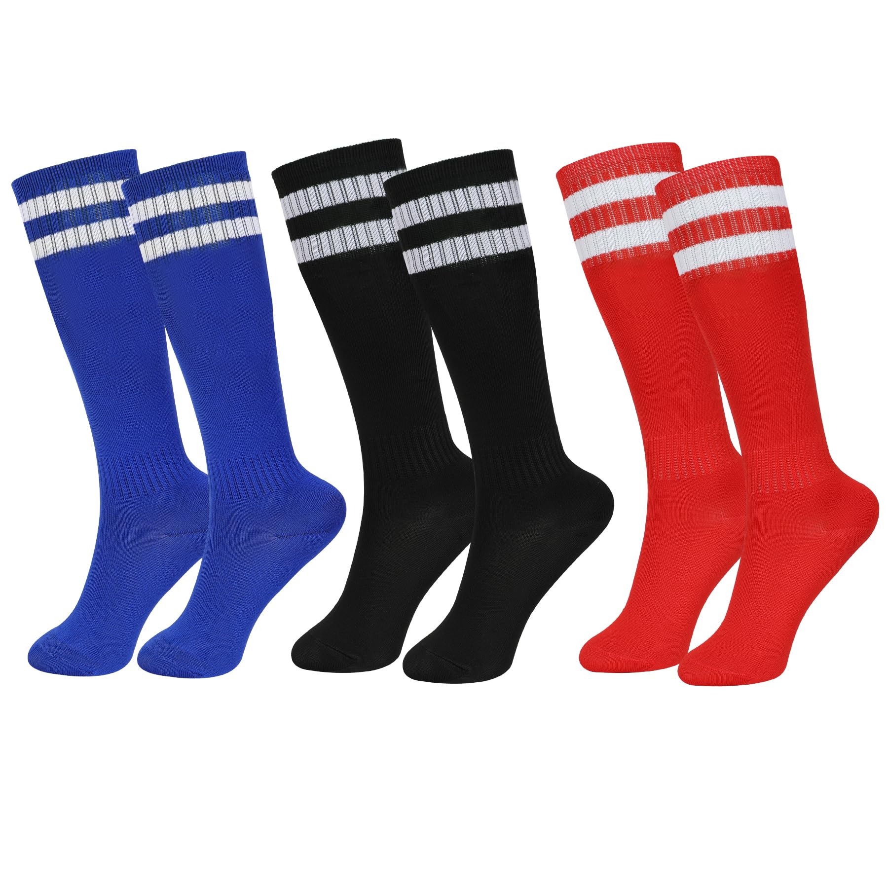 Zzxlw Jungen Fußball Socken Kinder Knie Hohe Sport Socks für Laufen Training & Matches - Elastische & Komfortable Athletik Team Socken 3 Paar 4-13 Jahre