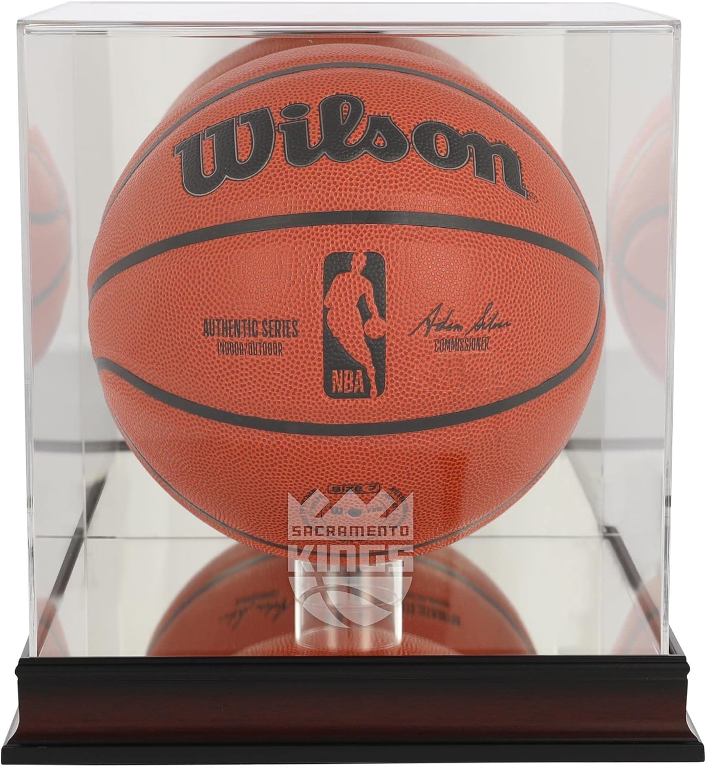 Sacramento Kings Mahogany Team Logo Basketball Display Case with Mirrored Back - Basketball Displays ''Case Only''