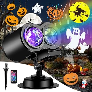 FLITI Brighter Halloween Decorations Projector Lights and Christmas Projector Outdoor 2023 Upgrade, 19 HD Effects (3D Ocean Wave & Patterns), 11 Holiday Projector Home Party Light Show