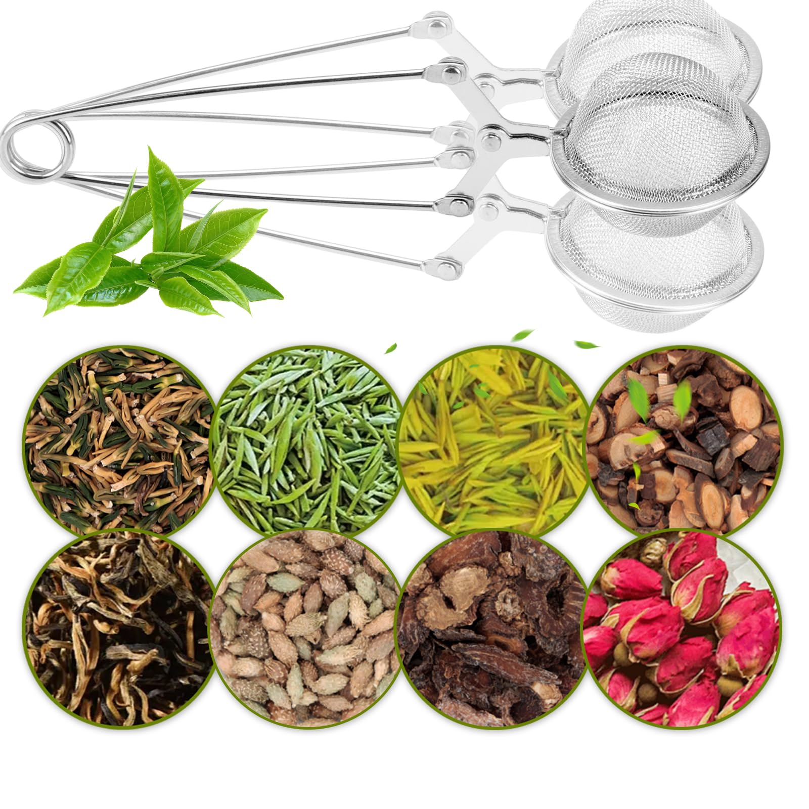 Colador de Té Esférico de Acero Inoxidable, Infusor de Té Rellenable, 4 Piezas para Tés y Especias
