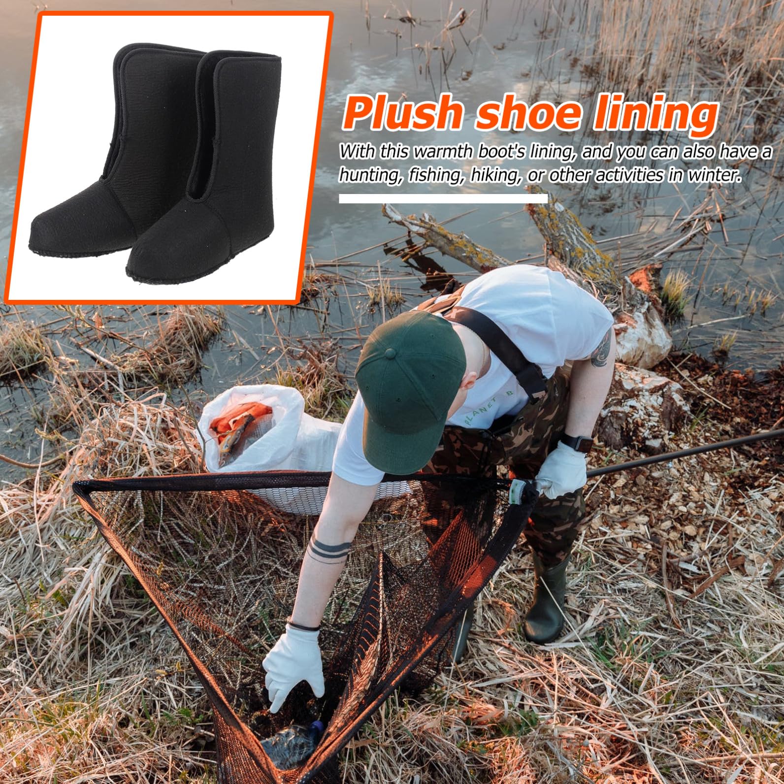 Warme Gefütterte Anglerstiefel mit Plüschfutter Leichtes und Gefrierverhinderndes Innenfutter für Jagd und Winter Schwarze Winterschuhe