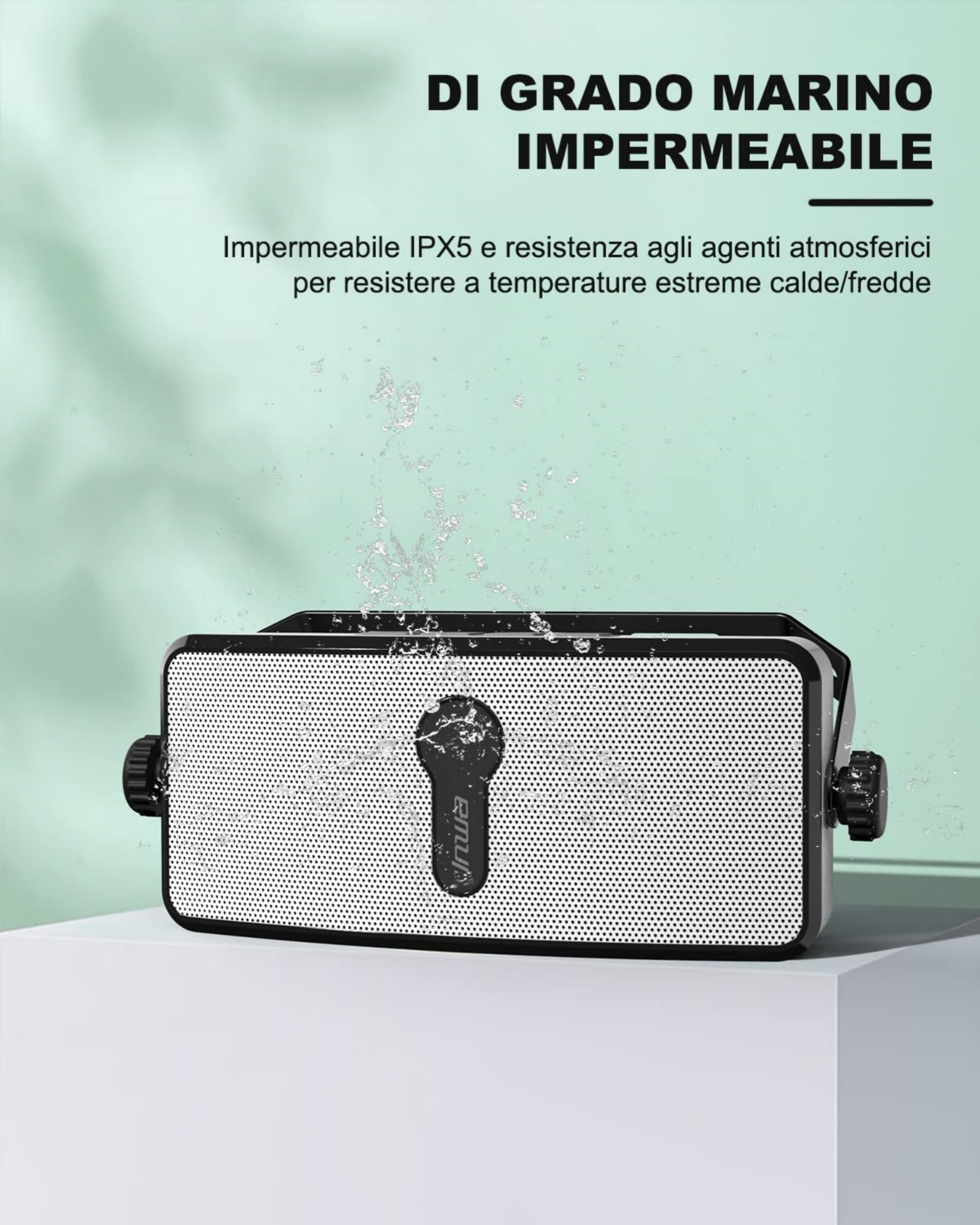 Inwa Cassa Bluetooth Esterno a Parete, IPX5, 17 * 7cm, Connessione Telefono/PC/Echo Dot/Fino a 100 Casse, Senza Batteria Integrata(2 Pezzi, Nuovo Nome Bluetooth 2025 "Sync Speaker, 20W)
