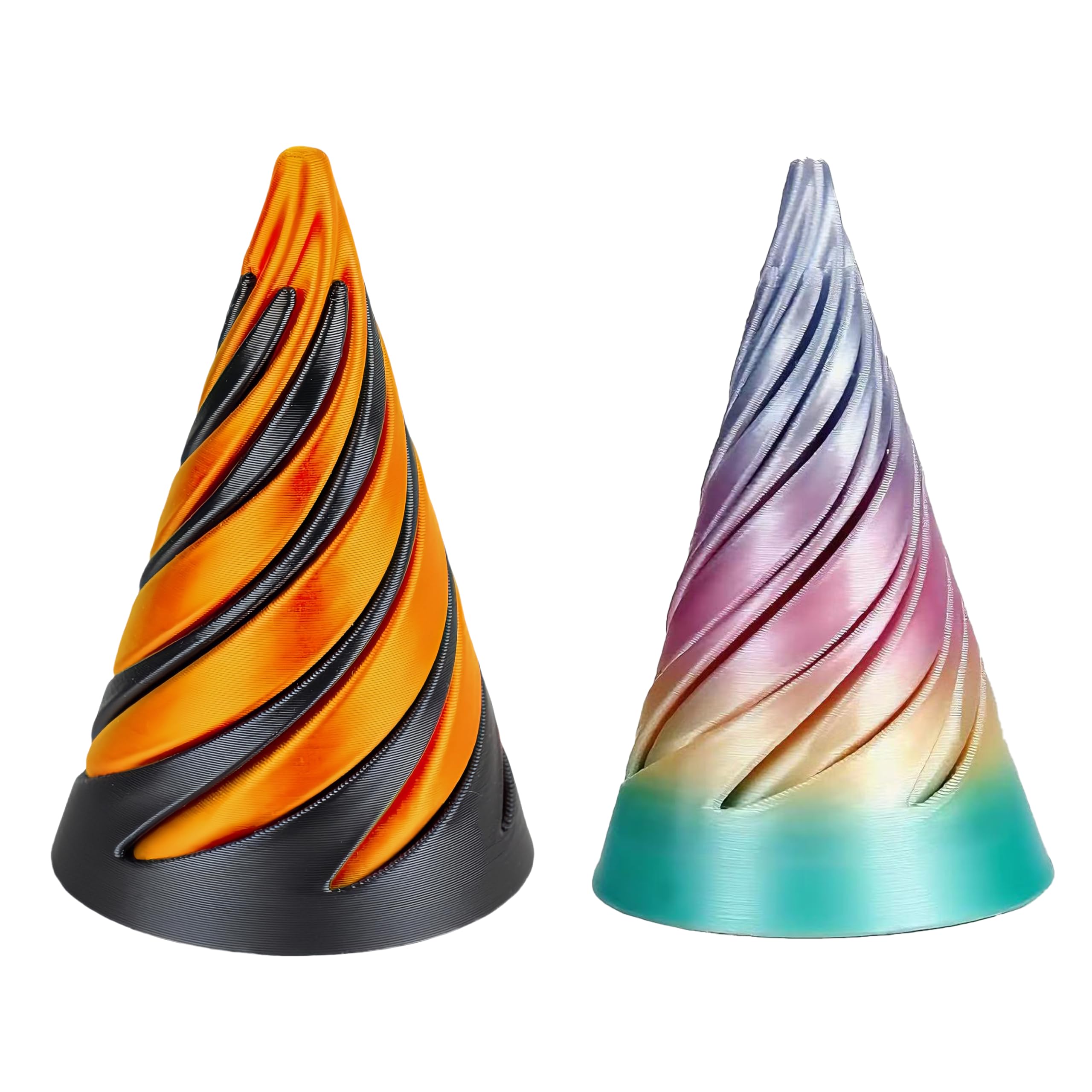 Lot De 3 Fidget Toys Spirale Imprimés En 3D – Cône, Pyramide Et Cylindre – Anti-stress Noir Violet Pour Adultes Et Enfants