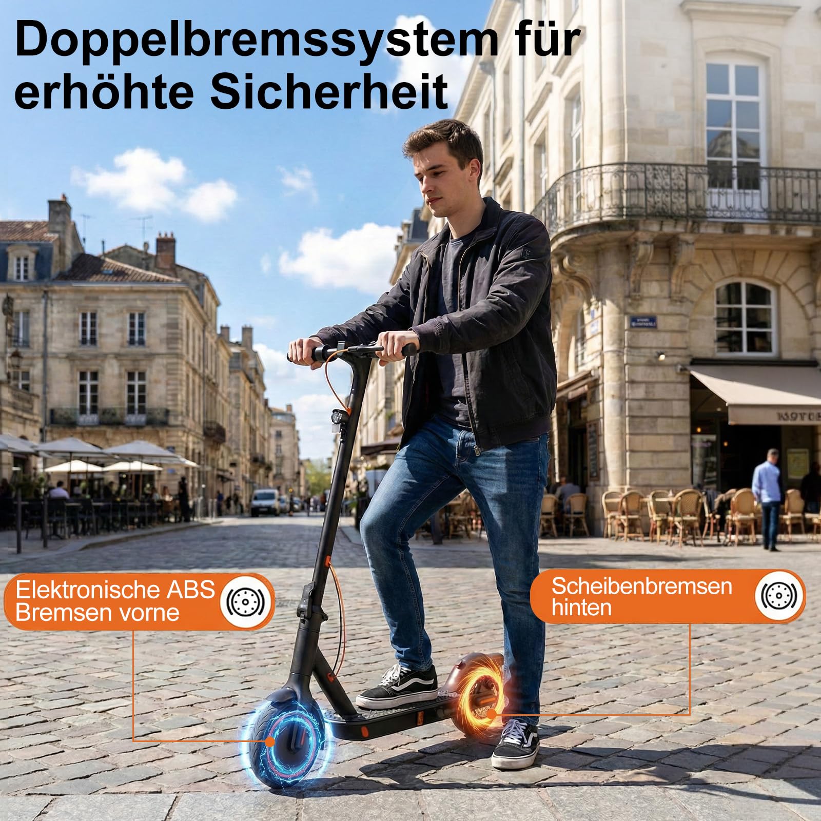 TODIMART E Scooter mit Straßenzulassung T-Serie mit APP, 30-35km Reichweite, 350W Motor, 8,5 Zoll Wabenreifen, Duales Bremssystem E Roller für Erwachsene