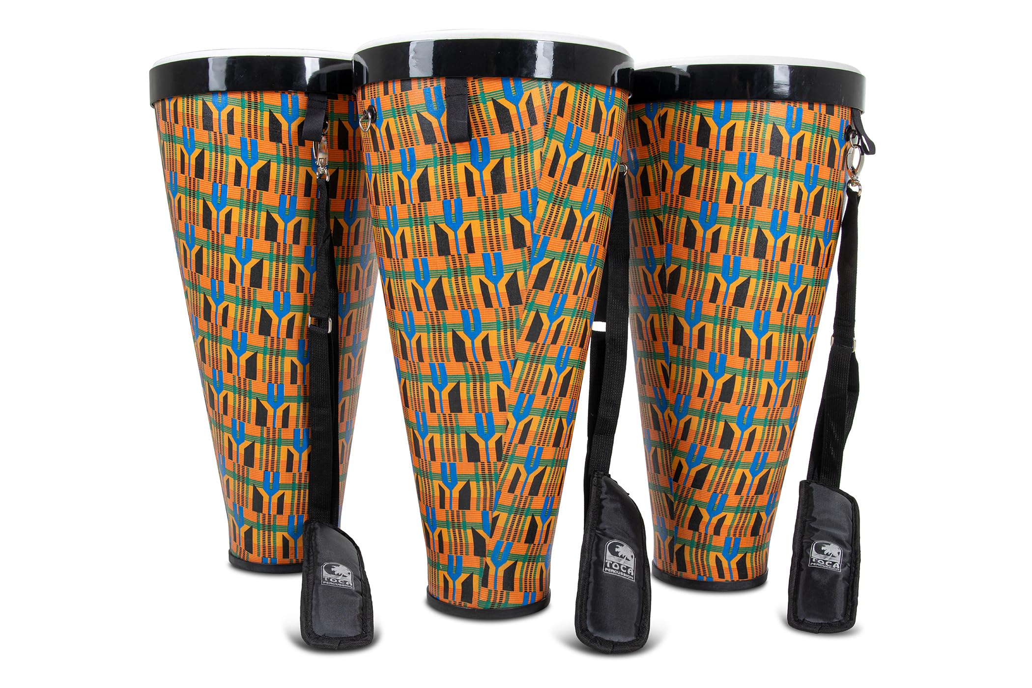 Toca Nesting Drums Freestyle II Nesting Ashiko 12 "x23" Set di 3 Kente Cloth TSSNA-3PCK-FP