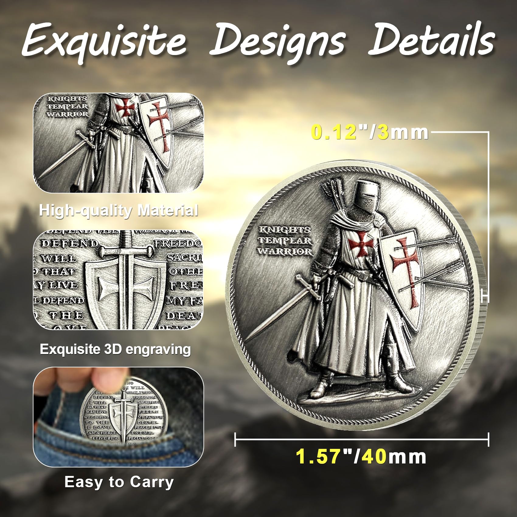 ACGZQY Knights Templar Coin - Image 3