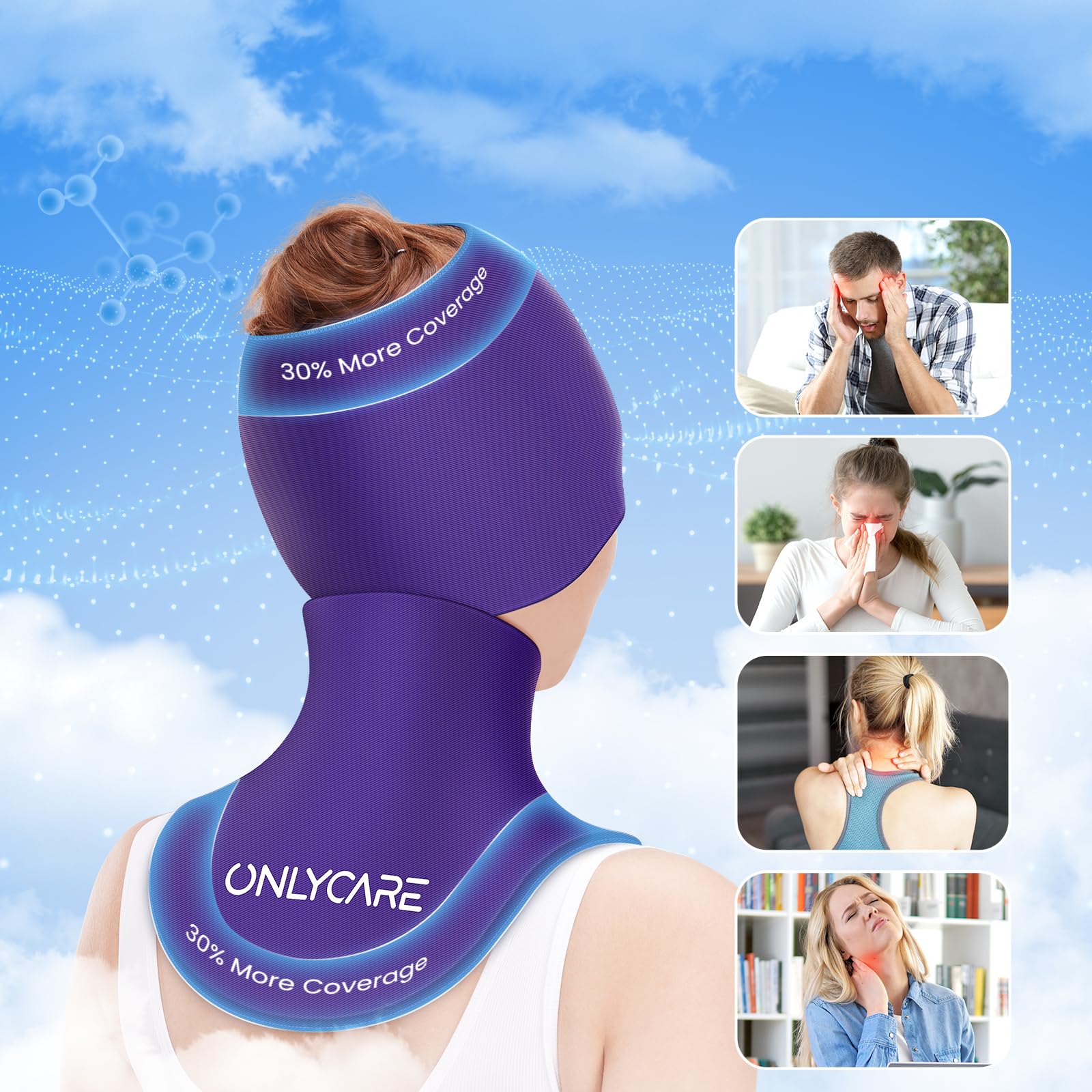 ONLYCARE Migraine Relief Cap & Neck Ice Pack Wrap Gel Gift Set for Women — Amazon image 3