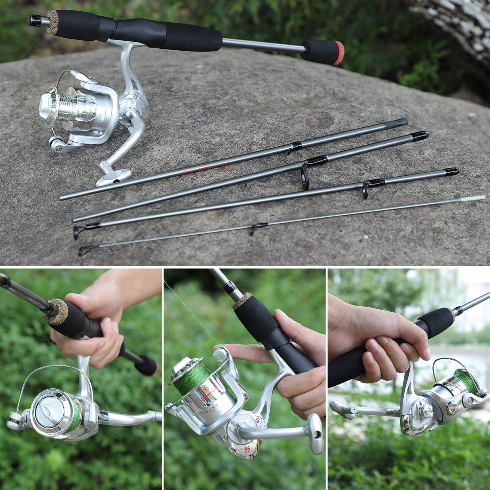 Unikalna wędka Ręka wędkarska Rękarka Combo Portable Travel Rod Fishing and Aluminiowy Zestaw do połowów Spool Prezent wędkarski (Length : Spinning Rod)