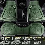 CAR PASS Caoutchouc lourd Car Mats avec liner de cargaison, en poudre Car Tapis de sol et tapis de coffre tout temps, Trim-to-Fit universel pour VUS Camions Sedans, étanche antidérapant, trimmable V12 Vert olive