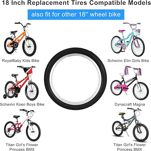 Miniatura 5 de RUTU Neumático de bicicleta plegable de 18 x 2.125 pulgadas, repuesto para neumáticos de bicicleta de 18 x 1.751.952.125 BMX RoyalBaby Joystar Bike