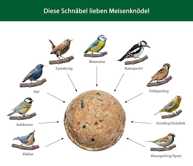 Foto 4 de 7 de Dehner Natura alimento para pájaros silvestres, Bolas de grasa con red