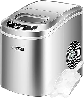 VIVOHOMEElectric Portable Compact Countertop Automatic Ice Cube Maker Machine with Hand Scoop and Self Cleaning Function 26lbs/Day Silver