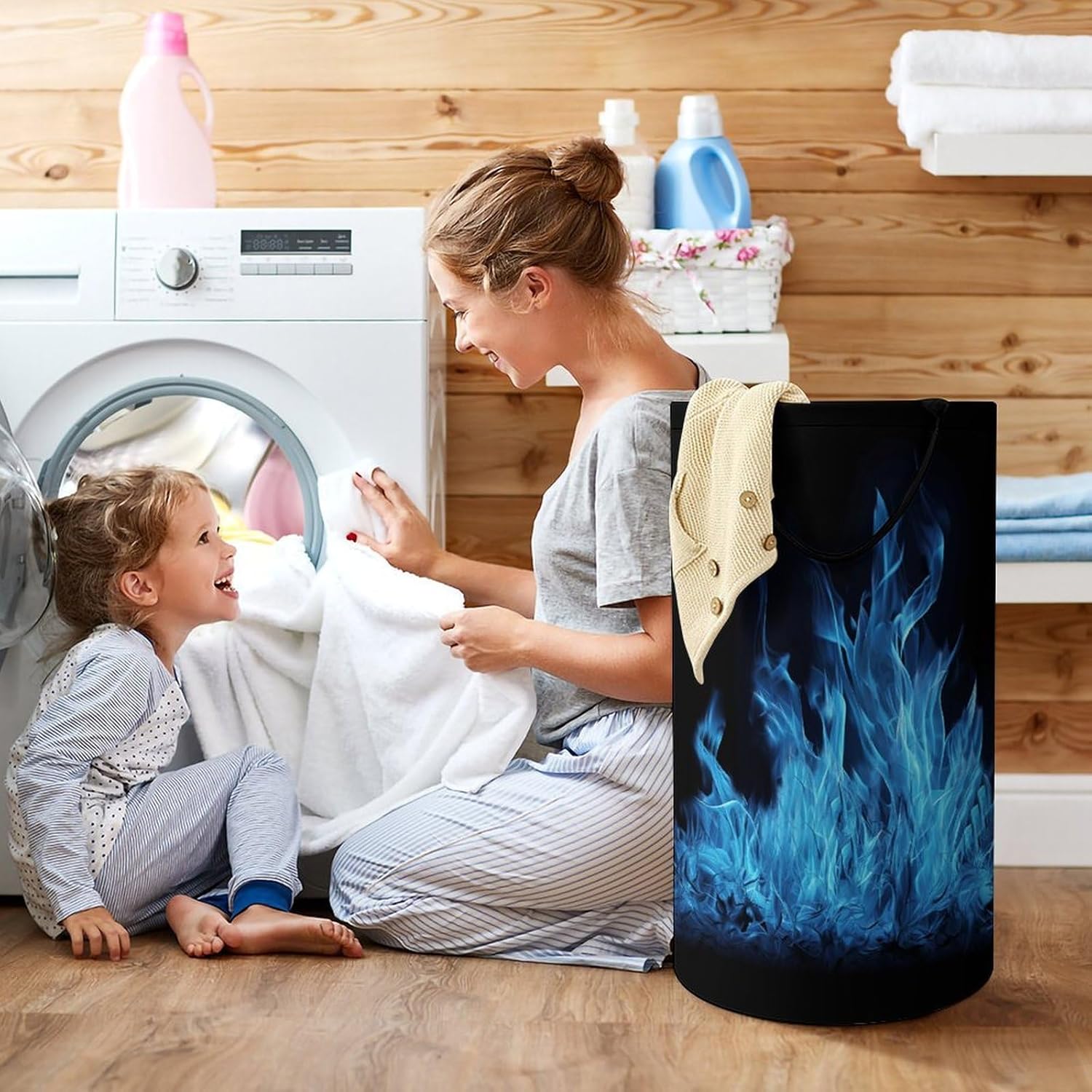Dirty Clothes Basket Extra Large 110l Open Top Laundry Hamper With Portable Carry Handles, Foldable Waterproof Clothes Basket Spacious Laundry Bag For Bedroom Bathroom Laundry Room Dorm