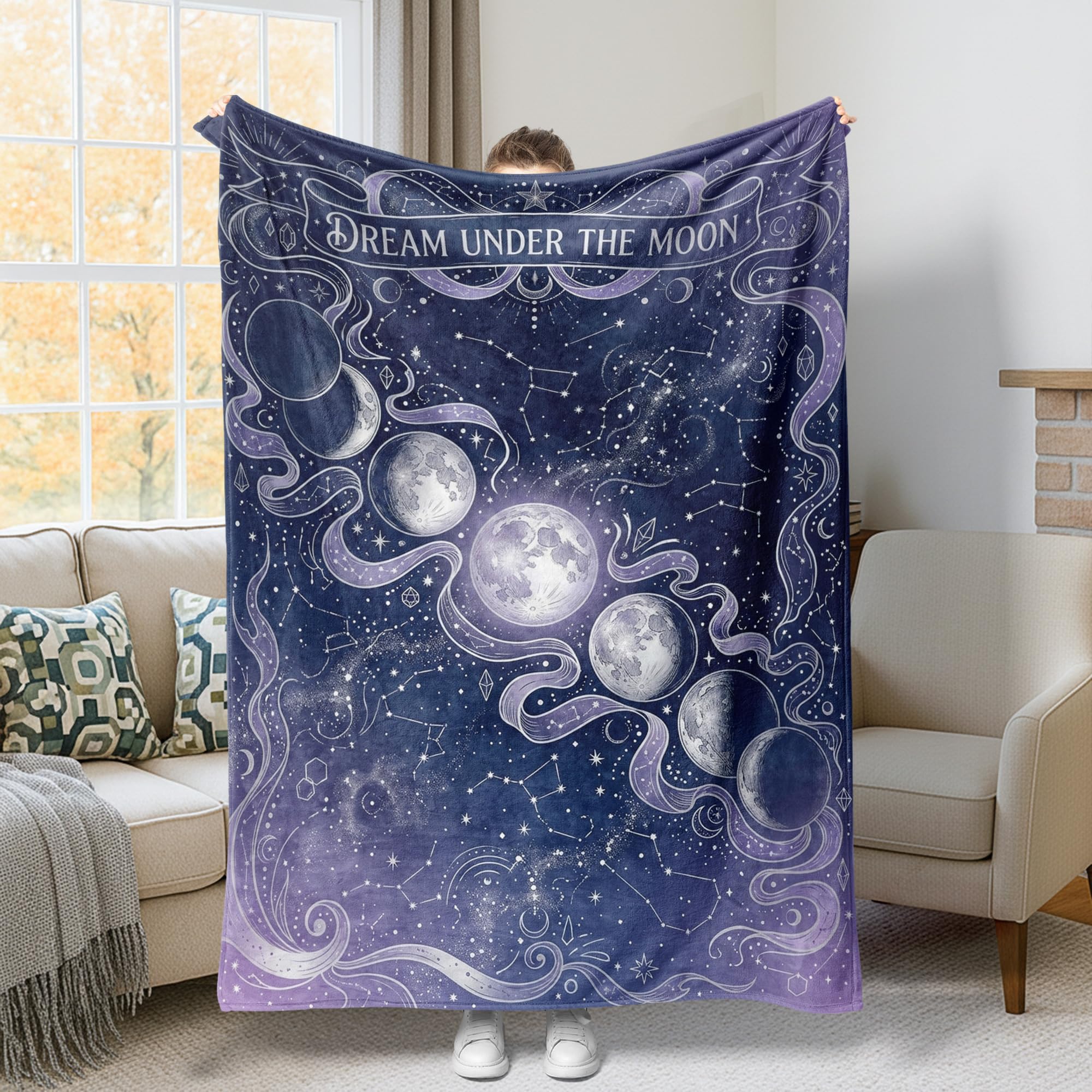 Couverture polaire confortable constellations 152x203 cm au fini velours