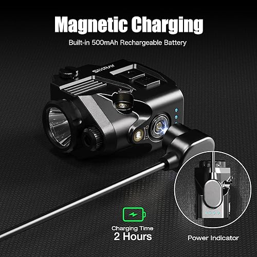 Miniatura 4 de Luz de pistola láser de 420 lúmenes, riel de tejedor Picatinny LED con carga magnética, función estroboscópica de liberación rápida, combo de luz