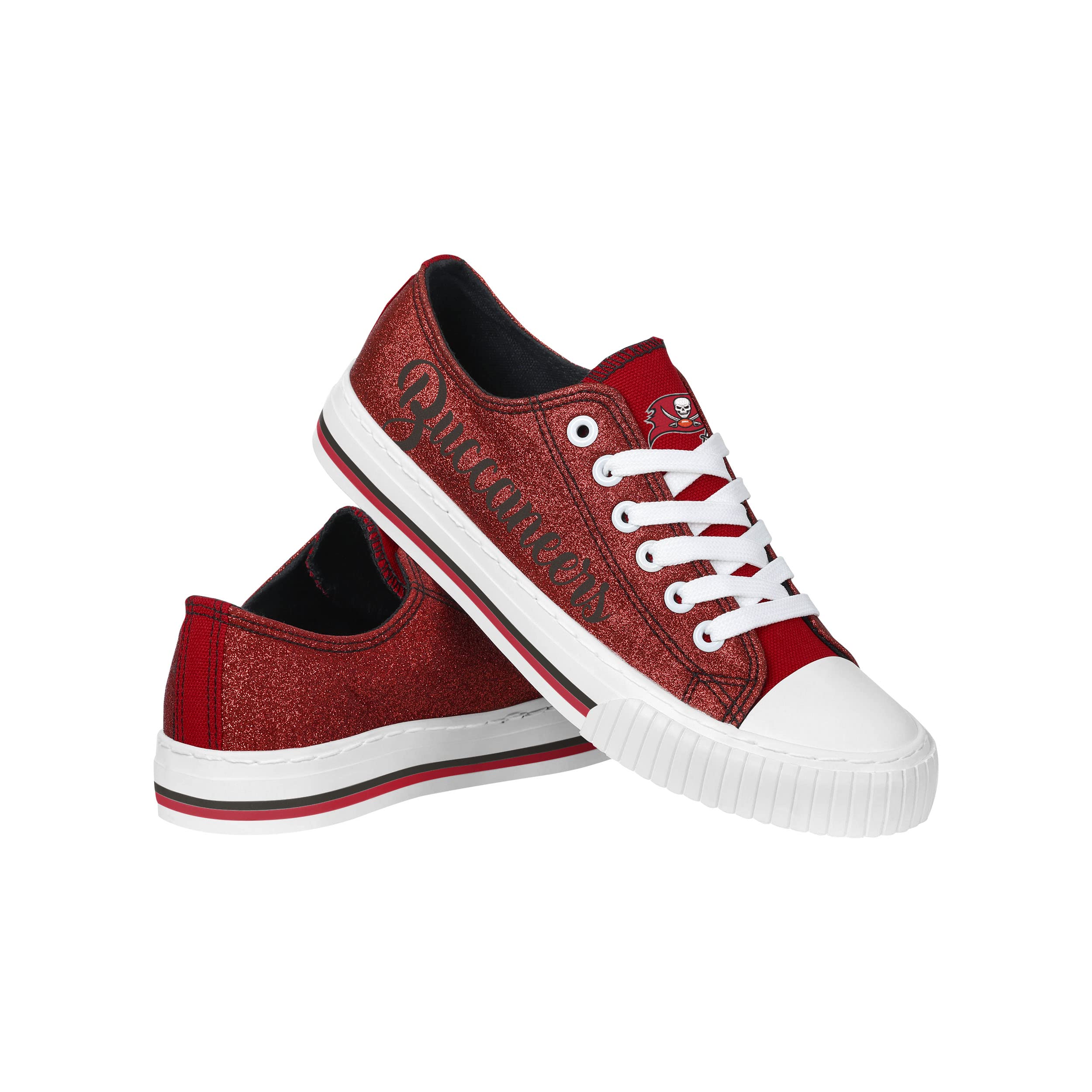 FOCO Womens NFL Team Logo Ladies Fashion Color Glitter Low Top Canvas Sneakers Shoes