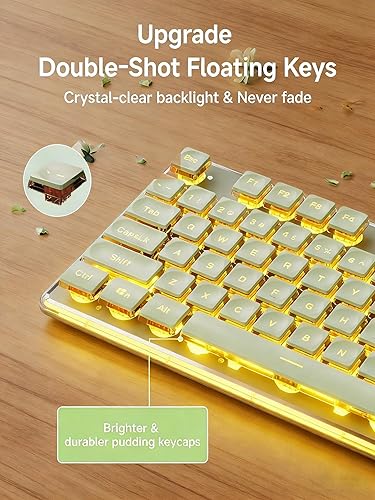 Miniatura 2 de V3 - Combo de teclado y mouse inalámbricos, Bluetooth/2.4G recargable, con iluminación silenciosa, teclado y mouse con retroiluminación blanca,