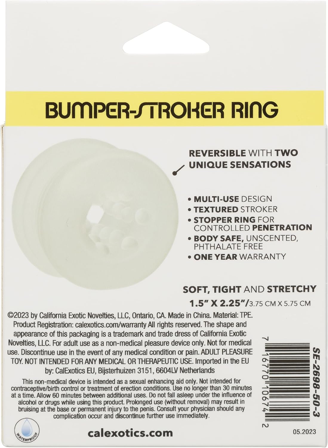 CalExotics Boundless Bumper-Stroker Ring, Fucntion as Male Masturbator or Stopper Ring - SE-2698-50-3