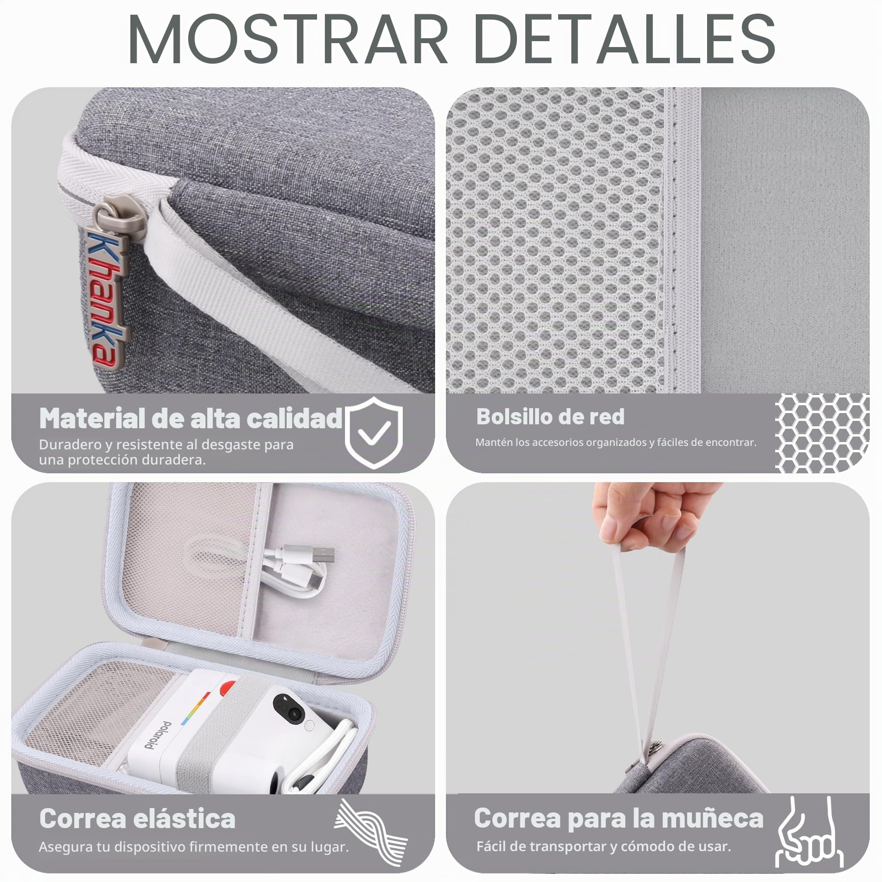 Khanka Custodia per Polaroid Go Gen 3/Gen 2/Go Mini - Grigio + Verde menta
