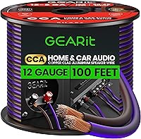 Vista 18 de GEARit Cable de altavoz de calibre 12, cable de altavoz de 20 pies para audio de automóvil, cine en casa, CCA (negro)