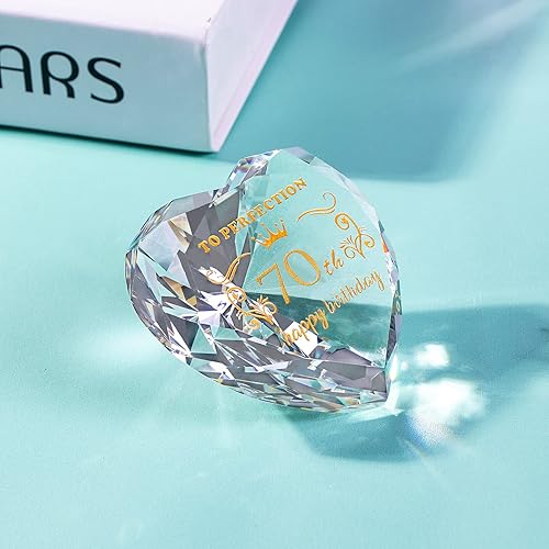 Miniatura 5 de YWHL Regalos de cumpleaños número 70 para mujeres, regalos de cumpleaños para mujeres de 70 años, recuerdos de cristal, ideas de regalo para mamá,