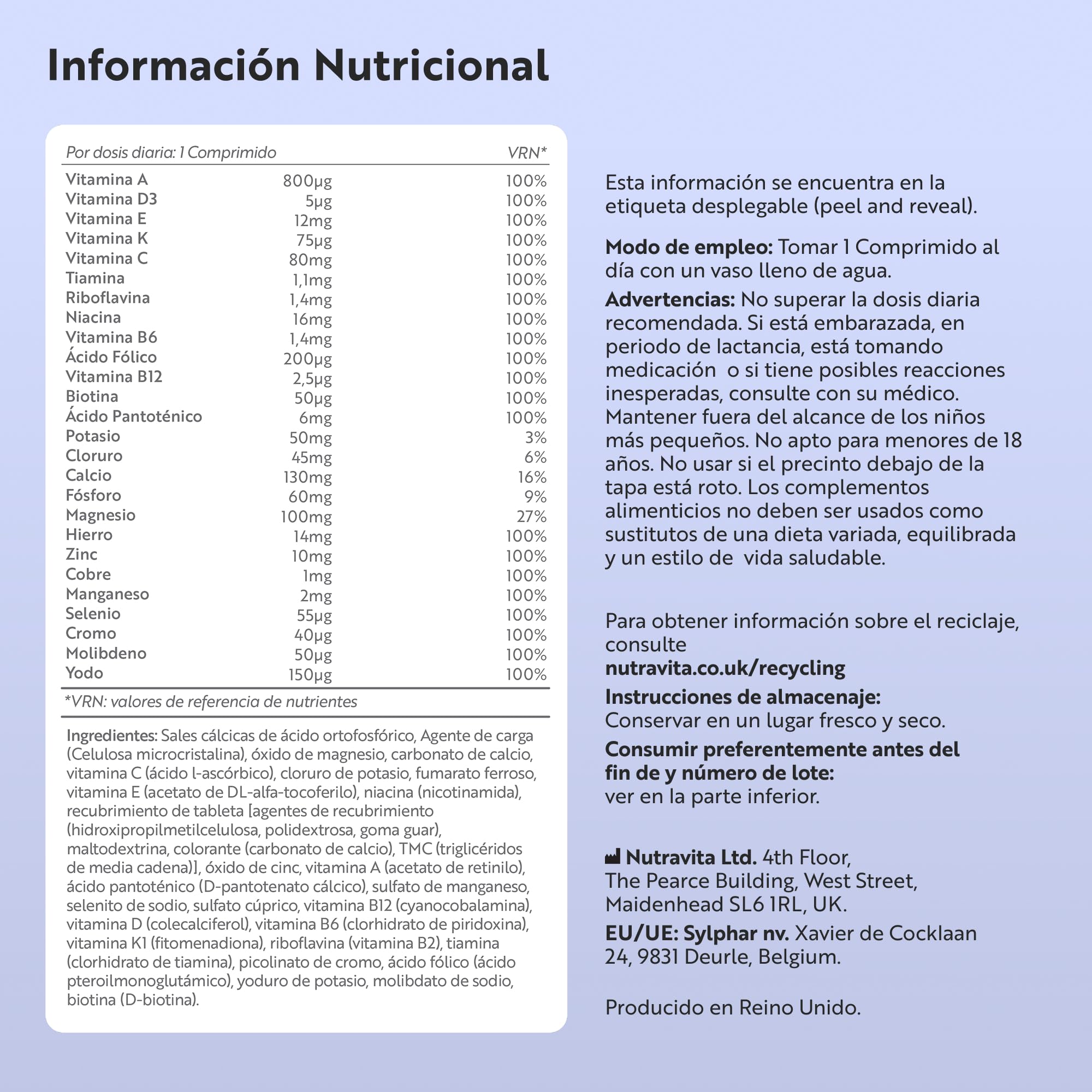 Nutravita Multivitaminas Mujer y Homre - 365 Comprimidos Veganos - Complejo Vitaminico de 26 Activos Esenciales - Vitamina C, D3, A, B12, E y Minerales - Vitaminas para el Cansancio - Multivitamínico