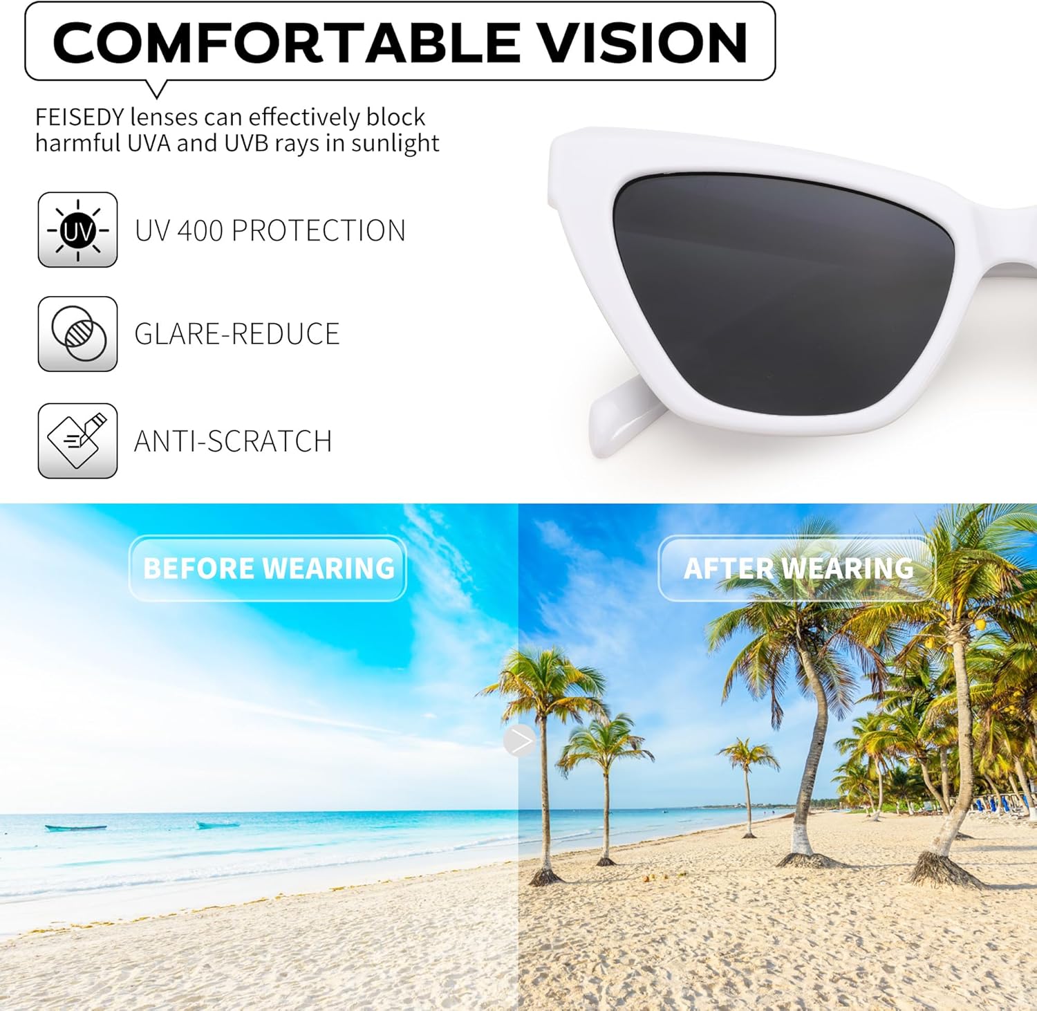 FEISEDY Retro Cat Eye Sunglasses for Women UV400 Protection Small Vintage Chic Shades B0132 - Image 5