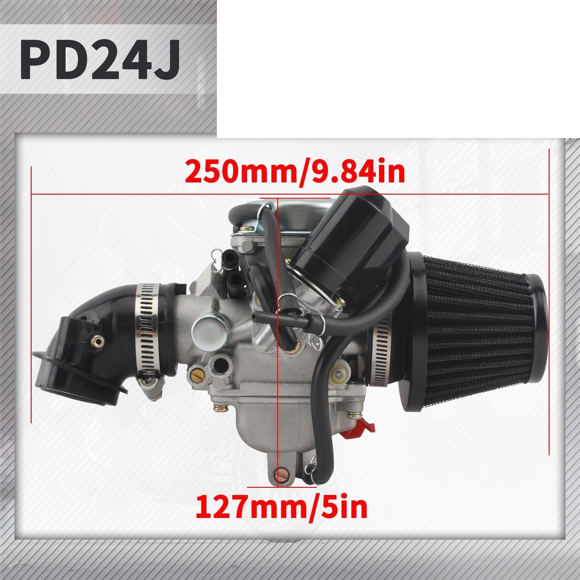 Carburador Repuesto para GY6 125cc 150cc 152QMI 152QMJ 157QMI 157QMJ PD24J Carburador Motocicleta con Filtro Aire Tubo Entrada(Kit 1)