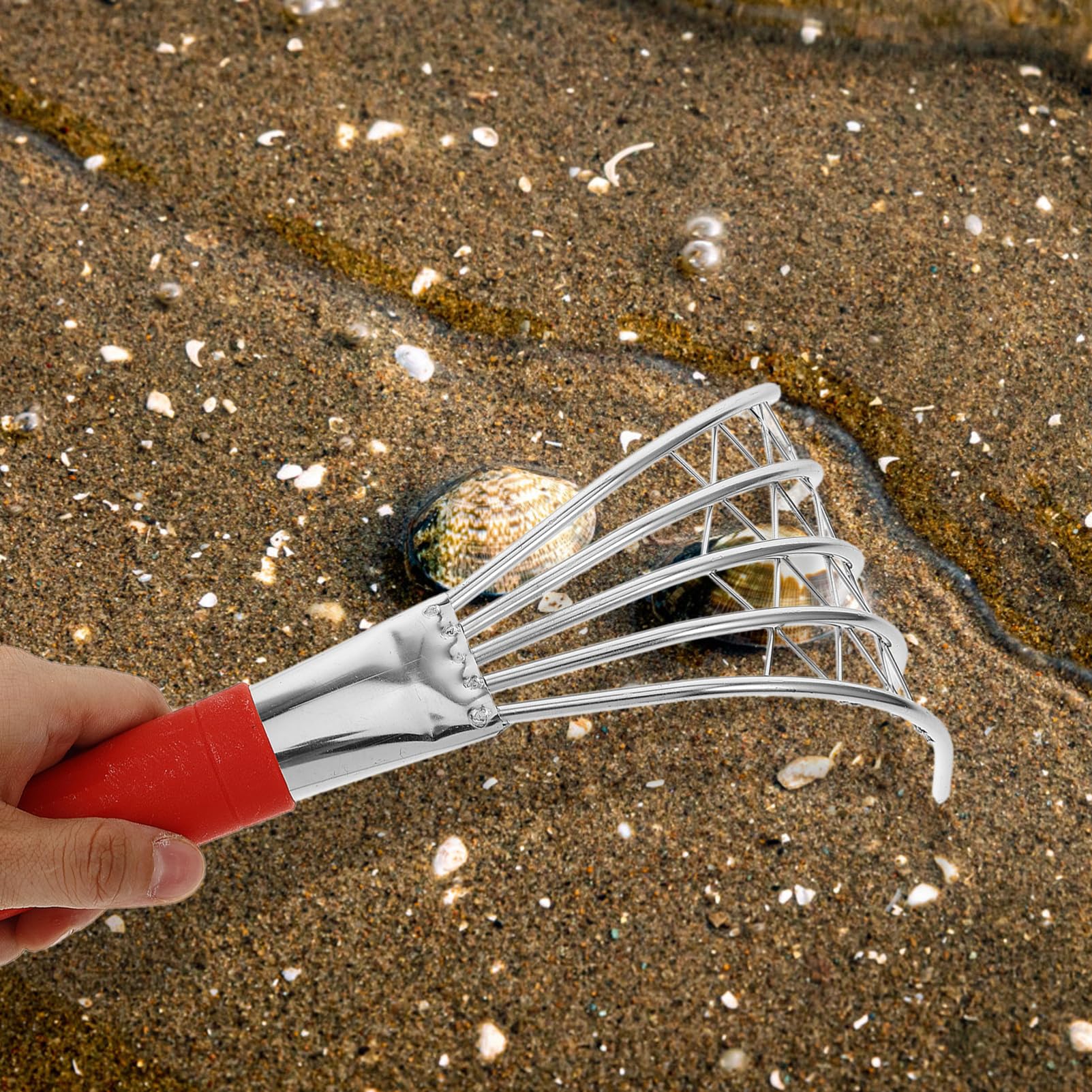 Toyvian 4 Stück Claw Rake Muschelrechen Ergonomischer Handgriff Strandwerkzeug für Muschelsuche und Gartenarbeit Robuste und Langlebige Konstruktion