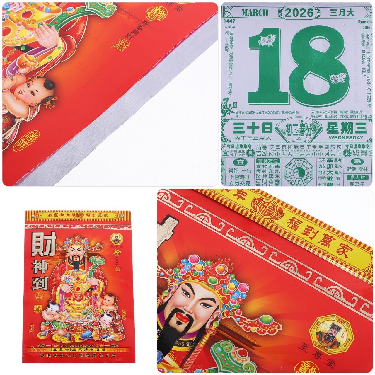 Mipcase Chinesischer Tageskalender 2026 Jahr Des Pferdes Abreißbarer Wandkalender Mit Traditionellen Feng Shui Informationen Und Monddaten Für Büro Und Zuhause 11.4X8 Zoll