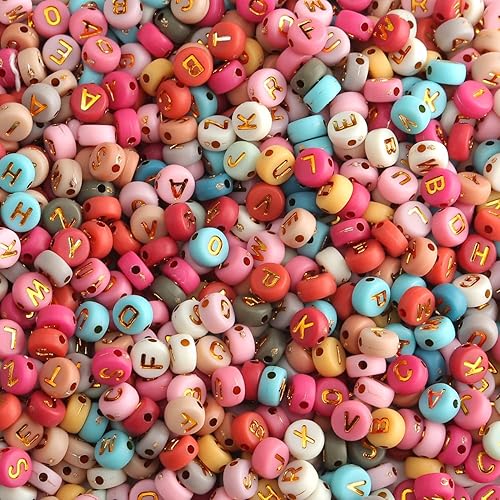 Vista 20 de 1000 cuentas de letras acrílicas del alfabeto de 0.157 x 0.27 pulgadas, cuentas redondas de la A a la Z, para hacer joyas, cuentas del alfabeto