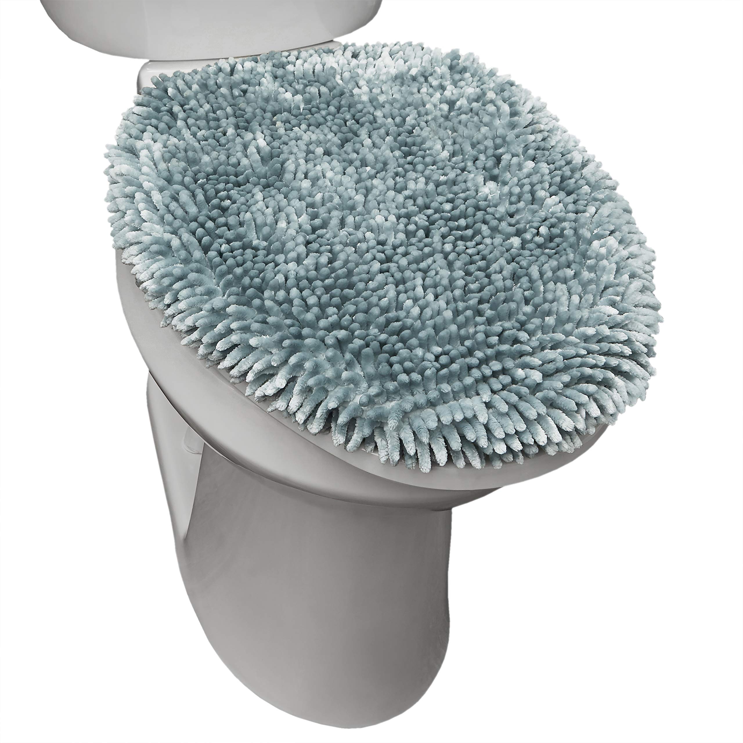 TOWN & COUNTRY BASICS SoHome Spa Step Luxury Plush Chenille Shag Machine Washable Ultra Soft Standard Toilet Lid Cover 18.5"x19.6" Mint