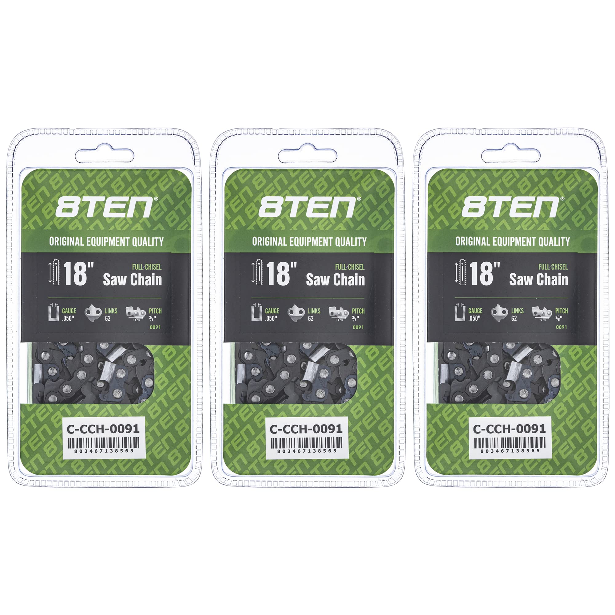 Amazon.com: 8TEN Full Chisel Chainsaw Chain 18 Inch .050 3/8 62DL