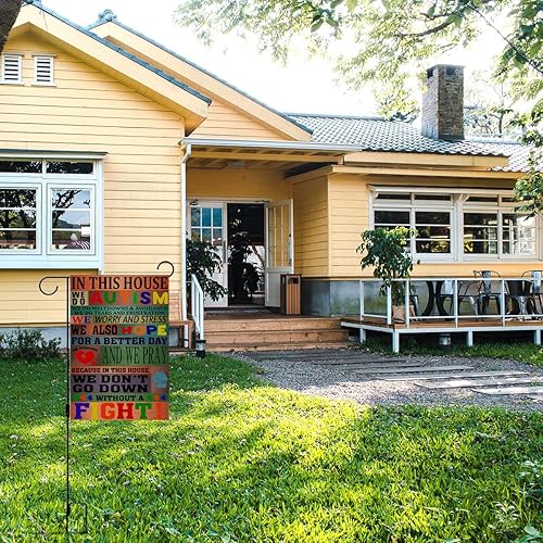 Miniatura 4 de Nepnuser Bandera de lino para jardín de concienciación sobre el autismo, decoración rústica para interiores y exteriores, decoración para patio