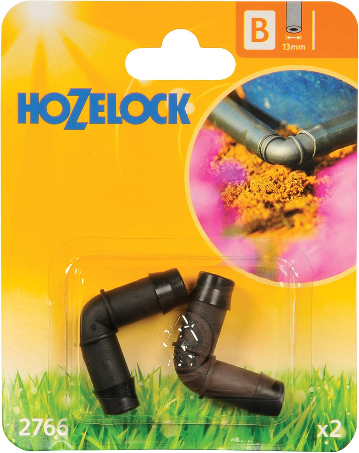 Hozelock HOZ2766 90 Degree Elbow Connector, 13 mm Pack of 2,Black