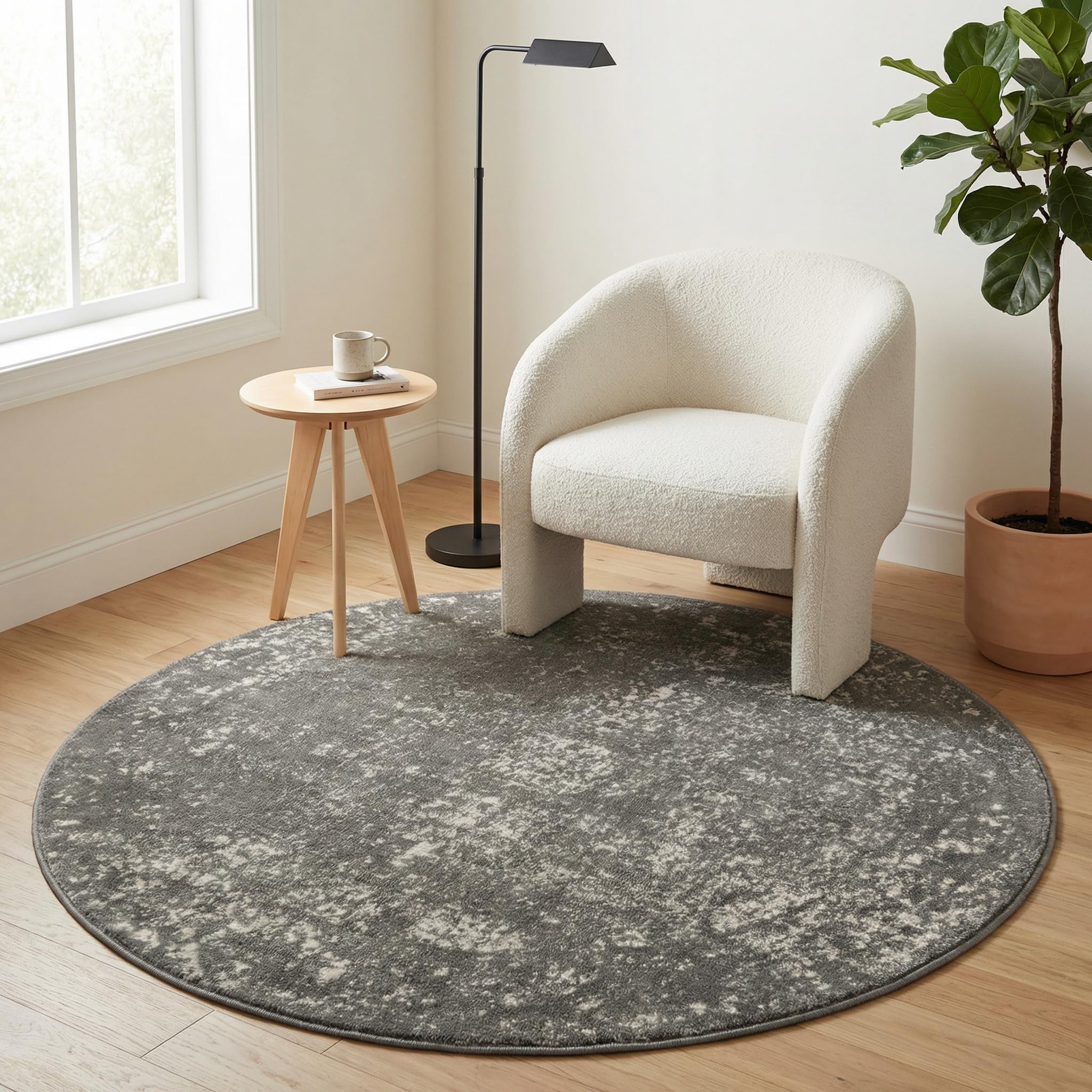 Unique Loom Sofia Collection Area Rug - Casino (10' Round, Dark Gray/ Ivory)